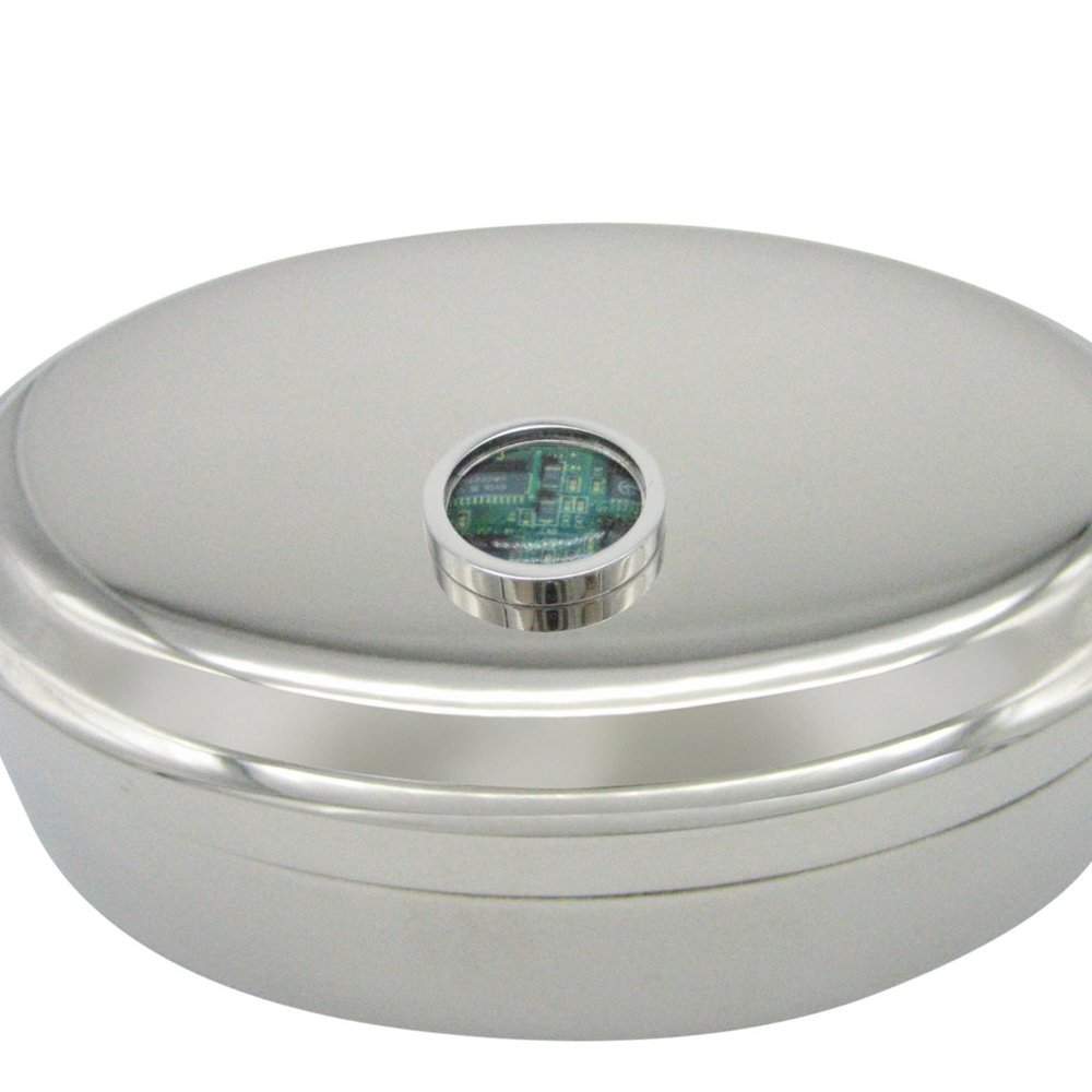 Circular Green Computer Circuit Board Jewelry Box - image 1